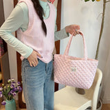 SHOPMOCHO Cartoon Print Women's Shoulder Bag Large Capacity Ladies Tote Handbags Soft Quilted Female Travel Shopping Bags Girls Book Bag