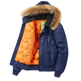 SHOPMOCHO Winter Cotton Thick Pilot Jackets for Men Casual Hooded Loose Coats Baseball Jacket Men's Jackets