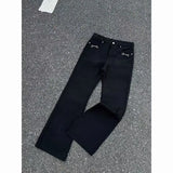 SHOPMOCHO American Retro buckle Design Spring And Autumn Washed Micro-Flare Jeans Men And Women High-Waisted Hip-Hop Loose Wide Leg Jeans