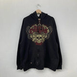 SHOPMOCHO Mens Black Zip Hoodie Skull Print Dark Style Cotton Streetwear Jacket Casual Long Sleeve Pullover Hooded Sweatshirt Graphic