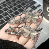 Shopmocho 1/4pcs Y2K Irregular Liquid Metal Hairpin Butterfly Zircon Hair Clips Girl Fashion Silver Bang Clip For Women Hair Accessories