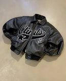 SHOPMOCHO Jackets Y2K Coats Mens Hip Hop Leather Retro Embroidery Jacket Motorcycle Wear Leather Zipper Jacket Coat Streetwear
