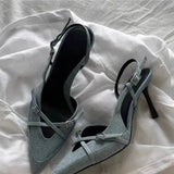 Shopmocho 2025 New Women's Jeans Heeled Sandals Pointed High Heel Office Lady Shoes Beautiful Women high heels  Shoes  sandalias mujer