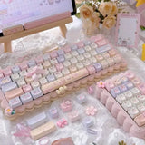 SHOPMOCHO Cat Keycaps Cute Keycap Set of Keys PBT Key Cap Gift EAO Sublimation Mechanical Keyboard Cap 2.25 U 2.75U for Alice