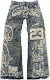 SHOPMOCHO Streetwear Vintage Washed Jeans Y2K Clothing Men Women Hip Hop Alphabet Patch Embroidered Baggy Jeans Mid Rise Wide Leg Trousers