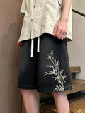 Shopmocho Summer Y2K Baggy Jorts For Men 2025 New Embroidered Short Jean Pants Vintage Wide Leg Bermuda Hip Hop Streetwear Denim Shorts