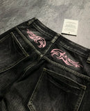 SHOPMOCHO American Graffiti Punk Hip-Hop Printed Gothic Jeans For Men And Women Y2K Harajuku Loose Straight High Street High-Waist Jeans