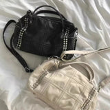 SHOPMOCHO 2026 New Fashion Retro Style Metal Rivet Tote Bag Women's Handbag Large Capacity Motorcycle Bag Detachable Shoulder Strap