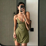 SHOPMOCHO Y2k Vintage Slim Summer Women Sweet Ladylike Fashion Street Woman Dot Print Casual Simple Basic Sleeveless Dresses Female Chic