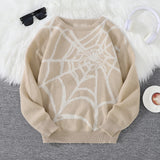 SHOPMOCHO New Popular Autumn and Winter Spider Web Jacquard Pattern Pullover Sweater Casual Round Neck Knitted Men's Pullover