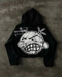 SHOPMOCHO Y2K Silver Rivet Stud Fitted Hoodie Black Zip Up Women Heavy Detail Streetwear Casual Long Sleeve Fashion Pullover Jacket Coat