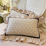 SHOPMOCHO 1 Piece Ins Romantic Pillowcase Princess Ruffle Pillow Cover Cotton Cloth Print Pillow Case Floral Design Cushion Covers