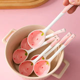 Shopmocho Kawaii Strawberry Ceramic Soup Spoon Cute Korean Ice Cream Hand Painted Coffee Dessert Long Handle Spoon Kitchen Accessories
