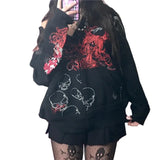 SHOPMOCHO Mens Black Zip Hoodie Skull Print Dark Style Cotton Streetwear Jacket Casual Long Sleeve Pullover Hooded Sweatshirt Graphic