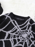 SHOPMOCHO New Popular Autumn and Winter Spider Web Jacquard Pattern Pullover Sweater Casual Round Neck Knitted Men's Pullover