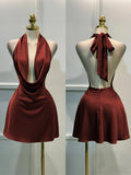 SHOPMOCHO Women Elegant Solid Satin Dress, Back Zipper Open Back Fitted Midi Dress, Casual Vacation Party Banquet Cocktail Gown