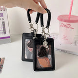 SHOPMOCHO Y2k Black Photocard Holder Keychain Kpop Idol Photo Protector Sleeve Student Id Card Storage Case Student Stationery Supplies
