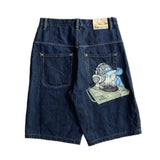 SHOPMOCHO Streetwear Y2k Shorts Hip Hop Cartoon Graphic Embroidery Baggy Denim Gym Shorts Summer New Harajuku Gothic Men Basketball Shorts