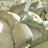 SHOPMOCHO Pure Cotton Home Textile Striped Bedding Set Simple Soft Duvet Cover Sheet Pillowcase Ins Style Bed Linens Queen King Size 2025