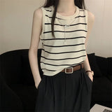 SHOPMOCHO-2025 New Striped Stretch Vest Basic Versatile Short Top Women's Clothing