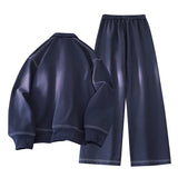 SHOPMOCHO Two-piece set men sportswear Spring New Mens Casual Outdoor Set Square Neck Long Sleeve Loose TShirt Elastic Waist Comfort Pants