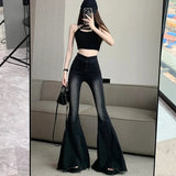 Shopmocho Lucyever Aesthetic Hot Skinny Flare Jeans Women Vintage Slim Fit High Waist Denim Pants Woman Y2K Streetwear Wide Leg Trousers