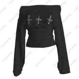 SHOPMOCHO Unique Y2k Long sleeve Top Harajuku Solid color K-Sweet Punk Long sleeve T-shirt Rock Goth Streetwear Crop top Fashion Baby Tee