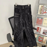 SHOPMOCHO Men s Jeans Man Pants Classic Washed Straight Leg Denim Trousers Freestyle Casual Oversized Comfortable Hip Hop Baggy