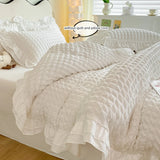 SHOPMOCHO 3pcs Korean lace Bedding set seersucker Duvet Cover Set (1*Duvet Cover + 2*Pillowcase, Without Core)for bedroom guest room