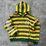 SHOPMOCHO Y2K Street Kid Zip Up Hoodie Stripe Rivet Embroidery Pattern Sweatshirt New Men Hip Hop Fashion Streetwear Unisex Boxy Clothing
