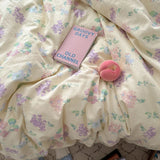 Shopmocho Floral Style Duvet Cover Pure Cotton Bed Cover Girls Soft Comforter Covers Set with Pillowcase이불커버 King Size Quilt Cover Set