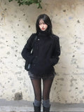 SHOPMOCHO Street autumn/winter solid color women's turtleneck coat Y2K hip-hop retro Harajuku cute casual fashion versatile new women tops