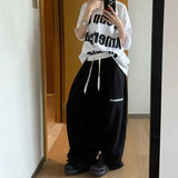 SHOPMOCHO Y2k American Retro Black Hip-Hop Sweatpants Women Casual Oversized Streetwear Baggy Loose High Waist Wide-Leg Jogging Pants