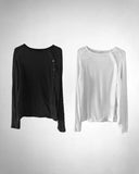 SHOPMOCHO New Y2K Solid Color Button Men Round Neck T-shirt Casual Edition Retro Trend Fashion Men and Women Top