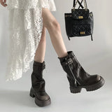 SHOPMOCHOWinter Women Biker Boots Fashion Belt Buckle Ladies Elegant Platform Long Pipe Booties Casual Women's Knee High Booties2025