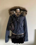 SHOPMOCHOAutumn and winter fashion jacket millennium style brown 2025Y2K retro new style waist slimming short coat small versatile top