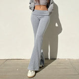 Shopmocho Casual Sexy Basic Solid Flare Pants Y2K Slim Low-Waisted Boot Cut Pants Women 2025 Autumn Spring Fashion Streetwear Lady