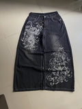 SHOPMOCHO SAtreetwear y2k high quality printing black baggy jeans harajuku trend men women hip hop fashion casual couple Wide-leg pantsY2K