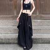 Shopmocho Gothic Harajuku Y2k Skirt Pants Japanese Irregular Stitching Samurai Hakama Genderless Streetwear Campus Valentines Pants Unisex
