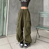 SHOPMOCHO American retro workwear casual pants women's summer versatile straight leg hanging feeling ankle tied pants loose wide leg pants