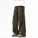 Shopmocho Autumn Men's Trendy Loose Work Pants Ins Versatile Straight Tube Sports Micro Elastic Parachute Pants Drawstring  Casual Pants