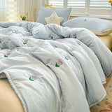 SHOPMOCHO Summer new tulip embroidered summer quilt household solid color air conditioner quilt, no pillowcase
