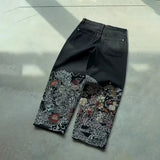 SHOPMOCHO Y2K Baggy Jeans men vintage Embroidered high quality denim fabric American style jeans Gothic streetwear Hip Hop wide leg pants