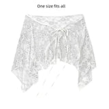 SHOPMOCHO Apparel Accessories French Lacing Lace Mini Skirt Embroidery Irregular Hemline Lace Up Ruffles Skirt Y2K Apron Wrap Skirt