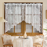 SHOPMOCHO 1pc Lace Bird Short Curtians for Kitchen Cafe Study Room Spring Pastoral Half Sheer Small Window Valance Drapes