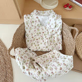 SHOPMOCHO Sweet Cute Goose Print Korean Fashion Women's Pajamas Nightwear Kawaii Casual Lapel Neck Y2K Pajamas Set Autumn New Loungewear