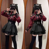 SHOPMOCHO Harajuku Sweet Bow Black Plaid Dresses All-match Slim Fit Kawaii Lolita Dress for Women Autumn New Long Sleeve Vestidos De Mujer