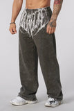SHOPMOCHO American Style Trend Printed Cotton Men Straight Wide Leg Pants Fitness Training Jogger Fashion Casual Sweatpants Sports Pants