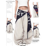 Shopmocho Summer Women Goblin Core Long Trousers Gyaru Parachute Pants Y2K Japanese Harajuku Baggy Grunge 2000s Abi Hip-pop Cyber Punk
