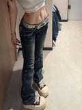 Shopmocho American New Retro Pocket Wing Embroidery Jeans Y2K Sexy Girls Low Waisted Pants Women Street Hip Hop Harajuku Gothic Punk Jeans